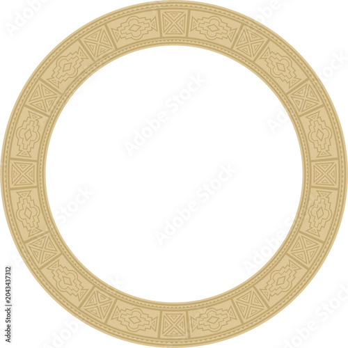 African round gold ornament. Cultural heritage of the peoples of Africa. Ethnic endless border, frame. Zimbabwe ornament.