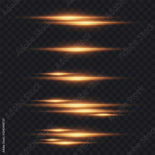 Golden horizontal light streaks creating bright flares and lens effects