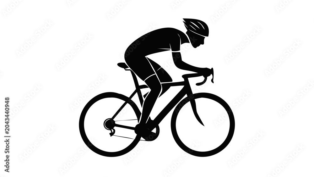 Fototapeta premium road cyclist silhouette on transparent background racing