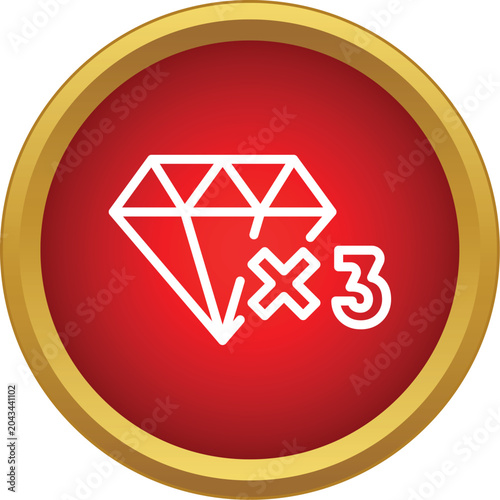 Fotografi Diamond icon showing a x3 multiplier in a red circle with gold border