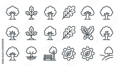 Photos Black and white tree line icons.