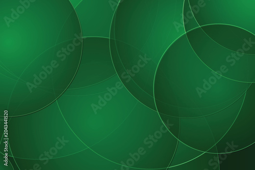 Quadro em tela Abstract glowing green orb silhouettes with radiant light trails and gradient ba