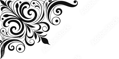 Elegant floral corner swirl design, vector