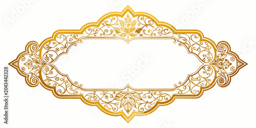 Ornate golden decorative frame with floral patterns, vector