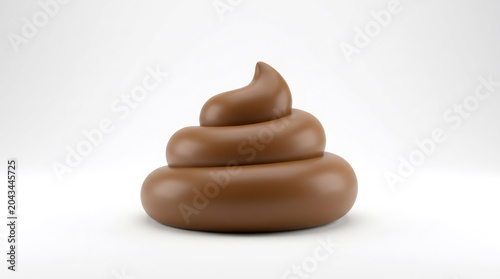 3D rendered brown poop emoji icon on white background