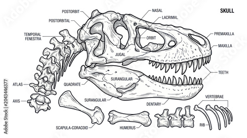 Φωτογραφία Tyrannosaurus Rex Skull Anatomy Diagram