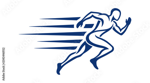 Runner Silhouette, Speed Lines, Athletic Motion, Blue Abstract Figure