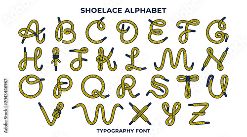 Fotografie Shoelace Alphabet Font: Creative Typography Design