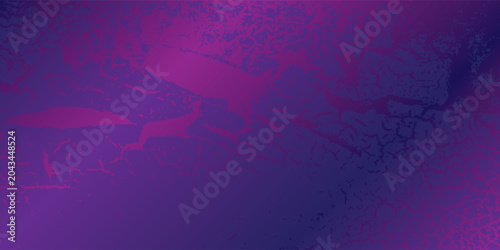 Foto Mysterious abstract background featuring a deep purple-to-indigo color gradient overlaid with an intricate, symmetrical cracked texture and digital noise artifacts
