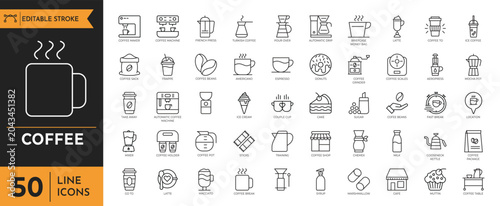 Foto Coffee outline icon set