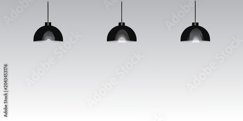 Tableau sur toile black pendant lamps on gradient background lighting