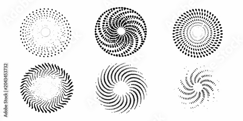 Tableau sur toile five spherical patterns using varying dots shapes