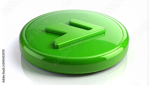3D glossy green next button icon isolated on white background