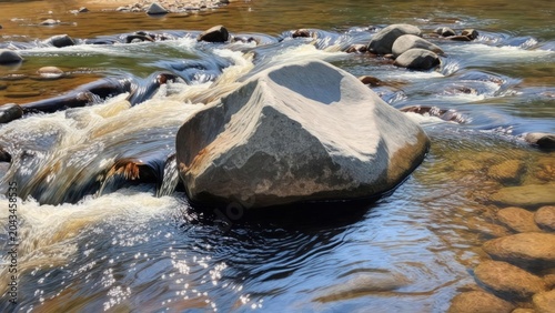 Rocky river shallows with fast flowing water