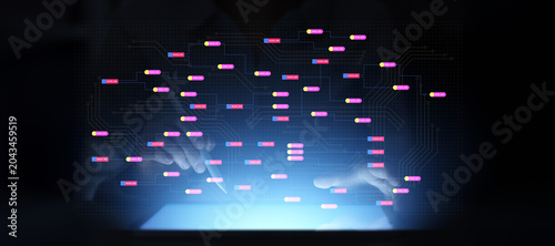 Bild auf Leinwand Multi-Layer Blockchain Mapping and Node Interaction Model.