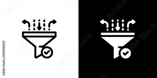 Billede på lærred Criteria Matching Funnel Category Icon concept with flat Black White Background