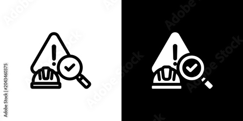 Photos Hazard Inspection Danger Triangle icon concept with flat Black White Background