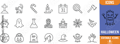 Foto Halloween themed vector line icons