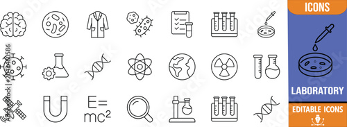 Quadro su tela Science laboratory research equipment icons