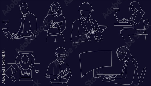 People Working with Digital Devices, Business Professionals Using Laptops, Tablets and Smartphones