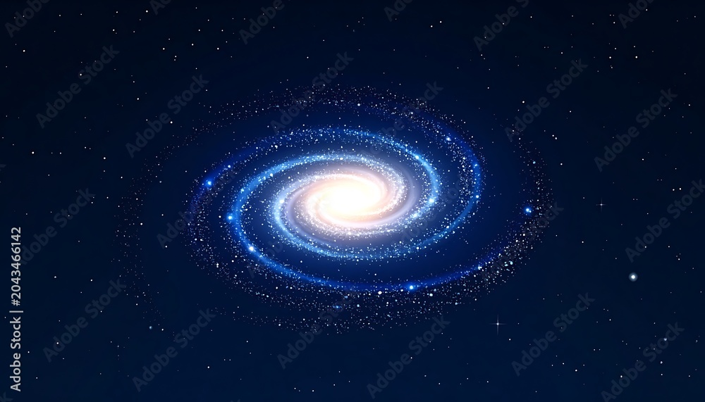 Fototapeta premium A spiral galaxy with vibrant blue and white hues in space