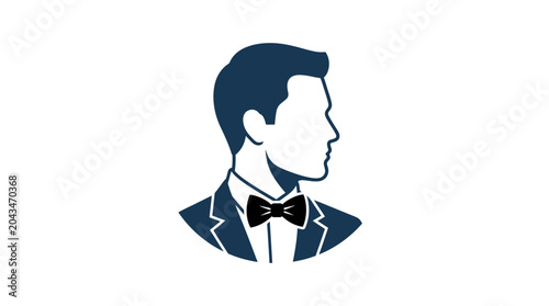 Tableau sur toile Minimalist vector illustration of a man wearing a formal tuxedo and bowtie