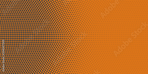 Orange halftone radial dots pattern background. Vintage pop art retro comic style vector texture.