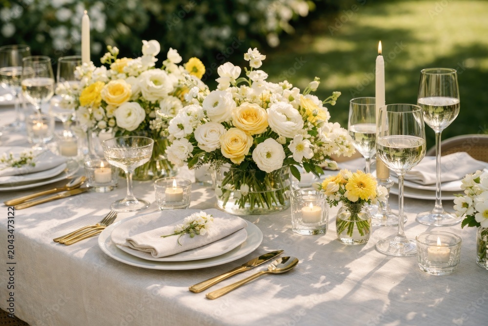 Fototapeta premium Elegant floral outdoor dining