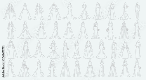 Foto Wedding Dresses in Various Styles Displayed.