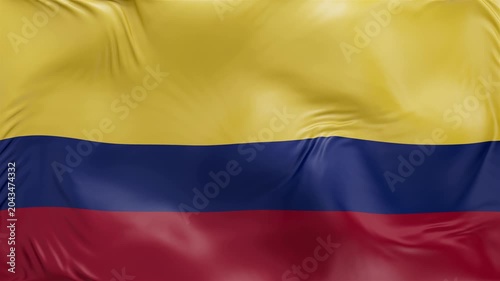 Colombia flag waving Seamless silk flag 3d animation slow motion Looping