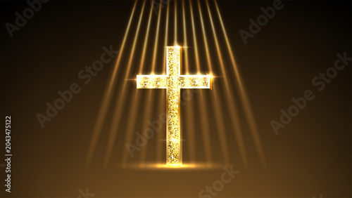 Foto Christian gold glitter cross background