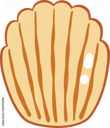 Bild auf Leinwand cute madeleine french shell shape sponge cake bakery dessert vector cartoon illu
