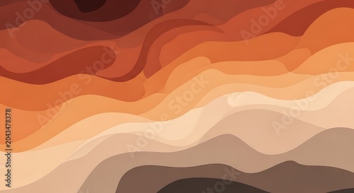 Abstract Wavy Layered Background in Earthy Brown and Orange Tones