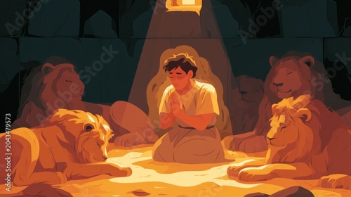 Daniel Praying In The Lions Den