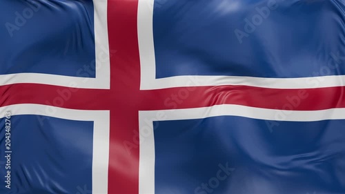 Iceland flag waving Seamless silk flag 3d animation slow motion Looping
