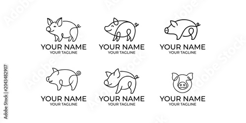 some simple clean abstract pig logos