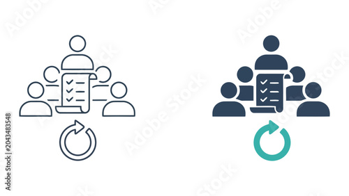 Canvas Print Task management and team progress tracking icon set with checklist and circular