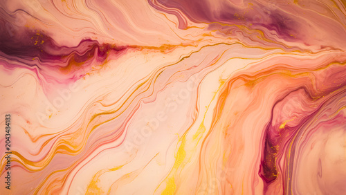Beautiful Marbled Watercolor Background With Pastel Shades of Pink, Purple, and Gold Reflecting a Serene Artistic Design