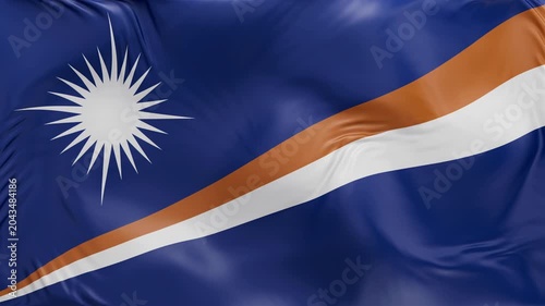 Marshal Islands flag waving Seamless silk flag 3d animation slow motion Looping