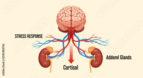 Konstfotografi Brain and Adrenal Glands Stress Response Cortisol Production.