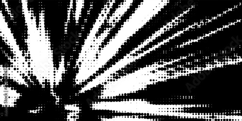 Foto Abstract black and white halftone background with dynamic comic speed lines