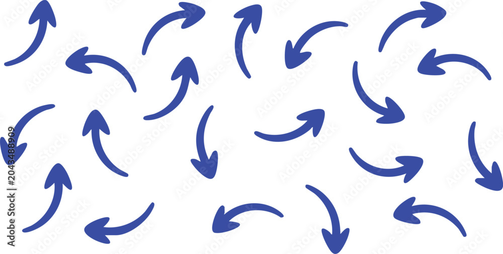 Obraz premium arrow blue curved arrow icons set for diagrams and flowcharts
