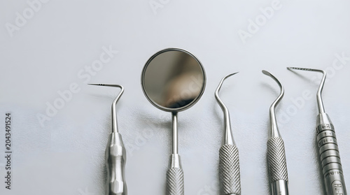 Dental tools set isolated on transparent background metal clinic