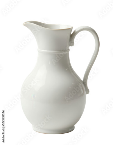 White Ceramic Pitcher Isolated on Transparent Background