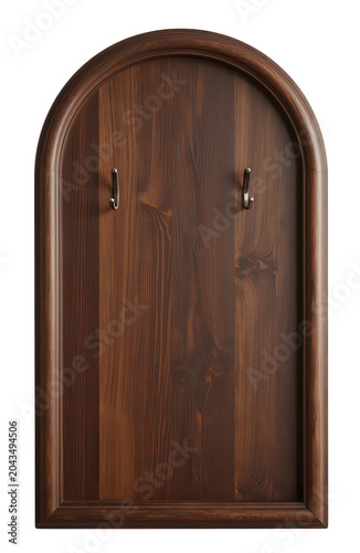 Wooden Arched Coat Rack with Hooks Isolated