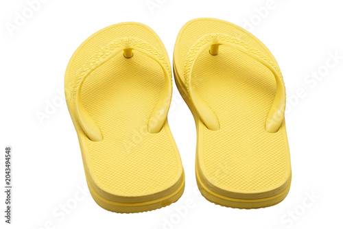 Yellow Flip Flops Isolated on Transparent Background