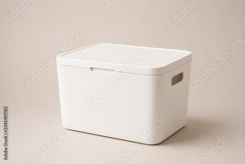 White plastic food storage box isolated on white background