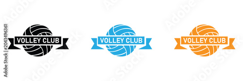 Bild auf Leinwand Volley club logo icon set on white background with volleyball and banner