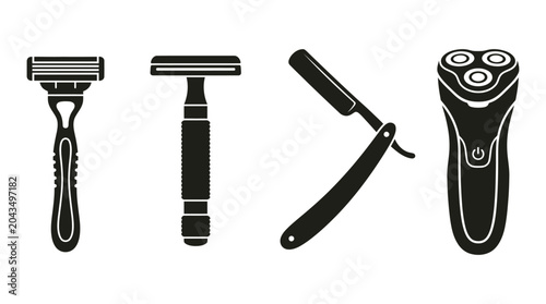 Foto shaving tools set silhouette razor electric shaver