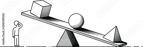 Bild auf Leinwand Balance, scales, weighing, equilibrium concept, business, decision making, vecto